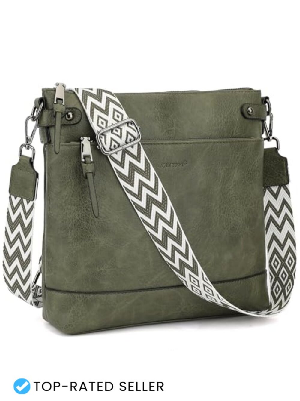 Vegan Leather Crossbody Hobo Bag with Guitar Strap & Card Slots